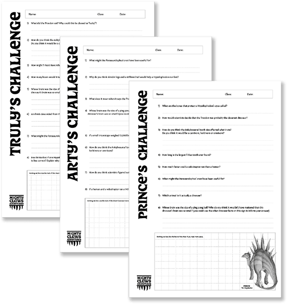 Mighty Claws knowledge-hunt worksheets
