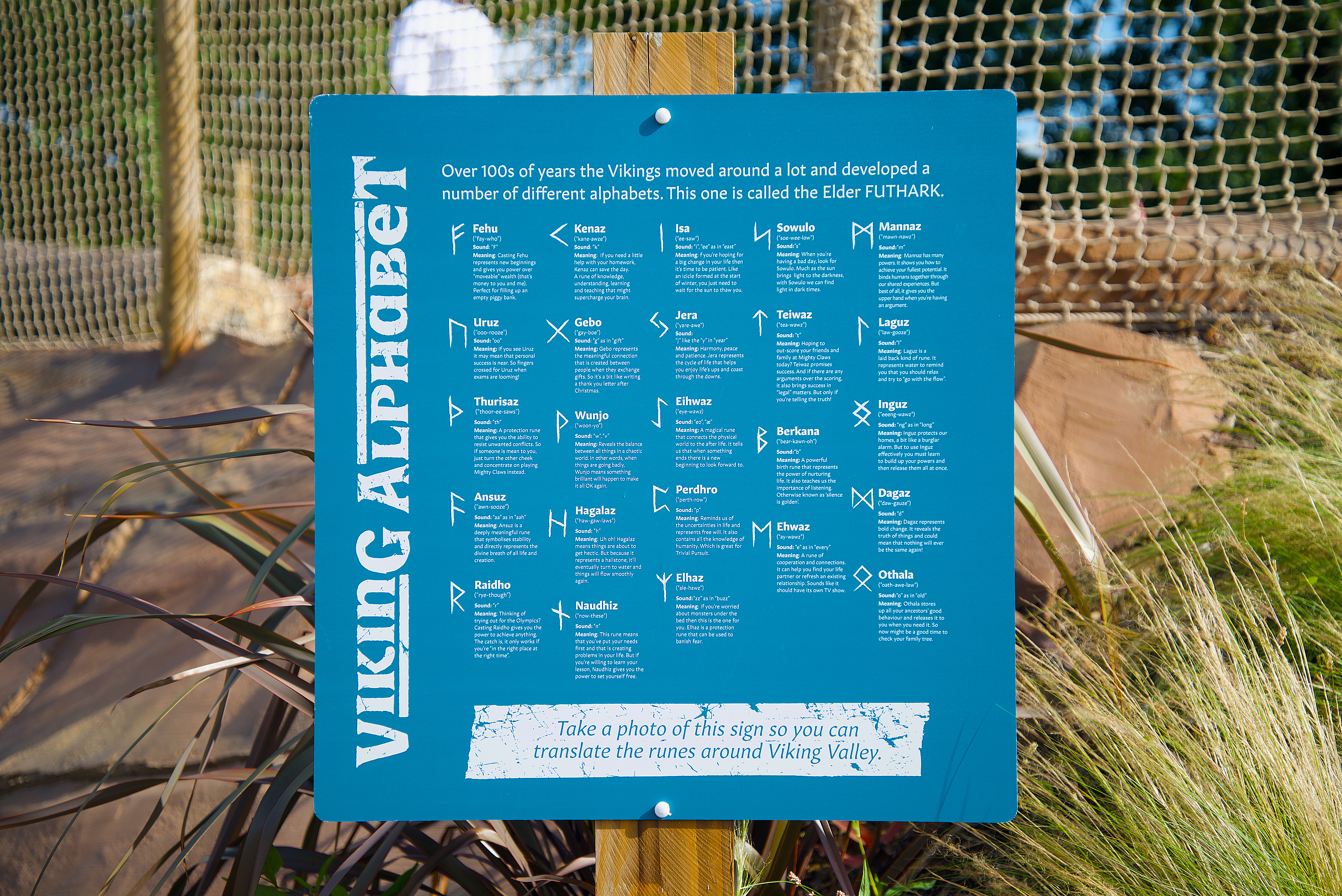 Viking alphabet activity board on the course